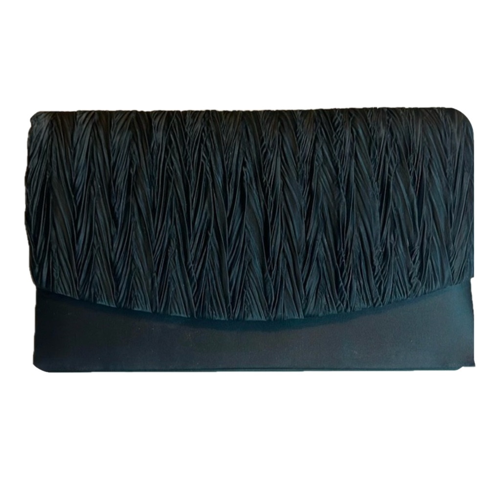 Black Satin Envelope Clutch